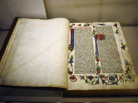 Prima carte tipărită a apărut în limba germană. Aceasta a fost Biblia, care a fost lansată de inventatorul tiparului, Iogann Gutenberg.